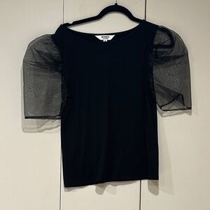BB Dakota Black Top with Sheer Sleeves